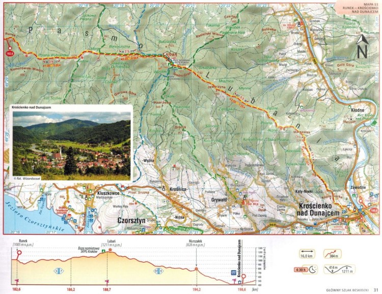 Główny Szlak Beskidzki. Przewodnik turystyczny wydawnictwa Compass. Przykładowa mapa 2