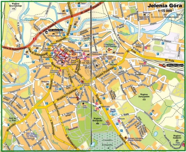 Karkonosze i Góry Izerskie. Przewodnik light + laminowana mapa wydawnictwa ExpressMap. Mapa - plan miasta