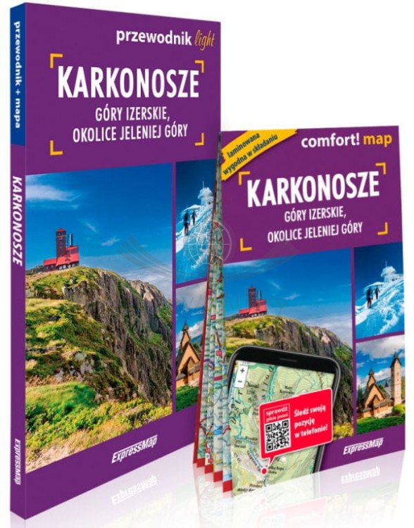 Karkonosze i Góry Izerskie. Przewodnik light + laminowana mapa wydawnictwa ExpressMap. Okładka