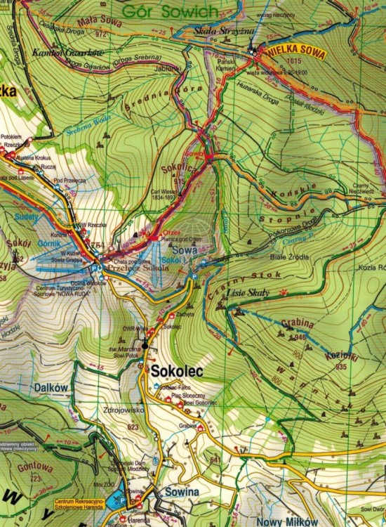 Góry Sowie 1:35 000. Laminowana mapa turystyczna wydawnictwa Galileos. Fragment 1