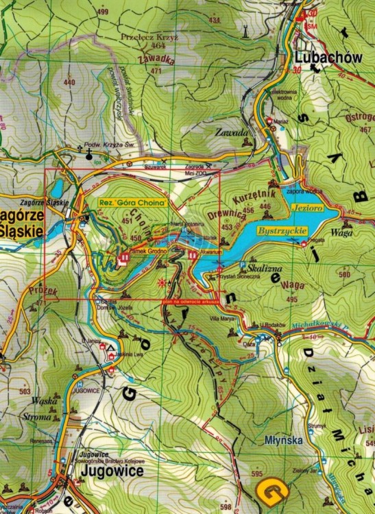 Góry Sowie 1:35 000. Laminowana mapa turystyczna wydawnictwa Galileos. Fragment 2