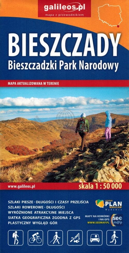 Bieszczady 1:50 000. Bieszczadzki Park Narodowy. Mapa turystyczna. Galileos