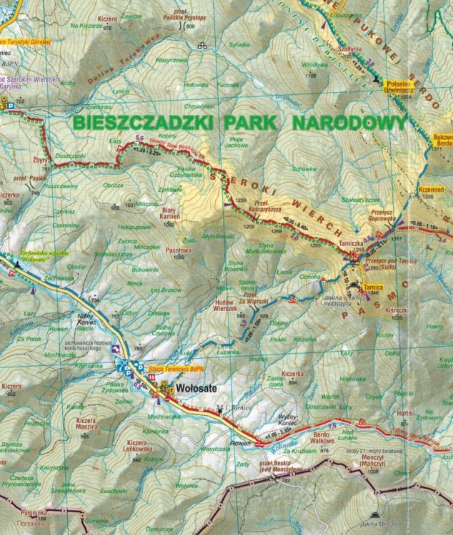 Bieszczady 1:50 000. Bieszczadzki Park Narodowy. Mapa turystyczna wydawnictwa Galileos. Fragment 2