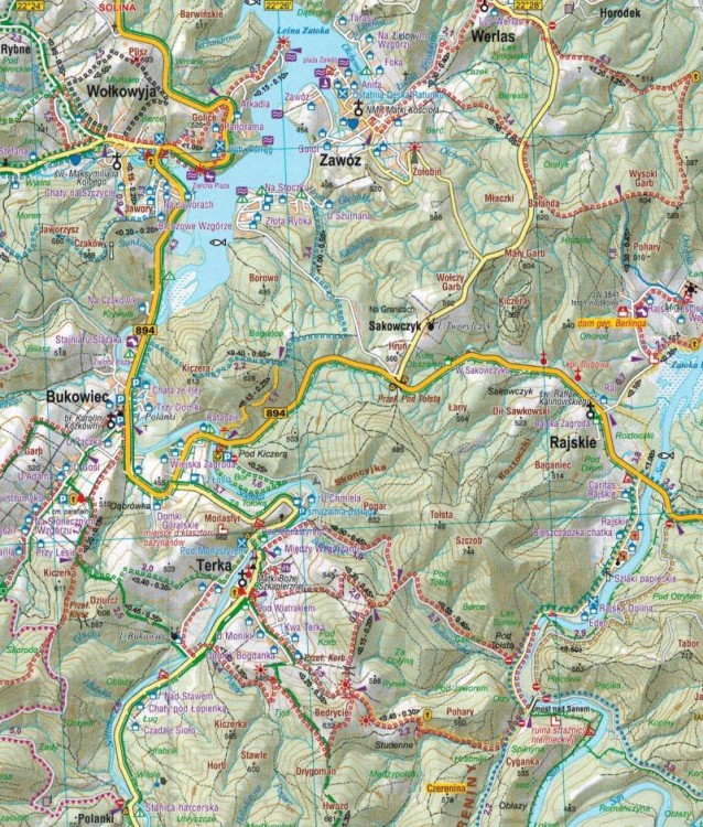 Bieszczady 1:50 000. Bieszczadzki Park Narodowy. Mapa turystyczna wydawnictwa Galileos. Fragment 3