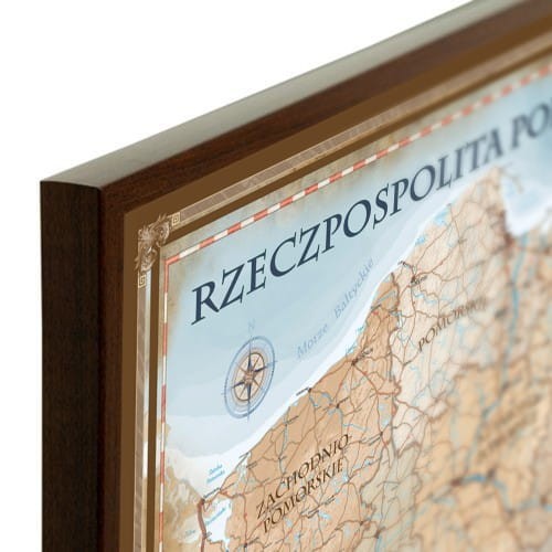 Rzeczpospolita Polska. Mapa administracyjno-drogowa, stylizowana. Wersja do wpinania. Rama