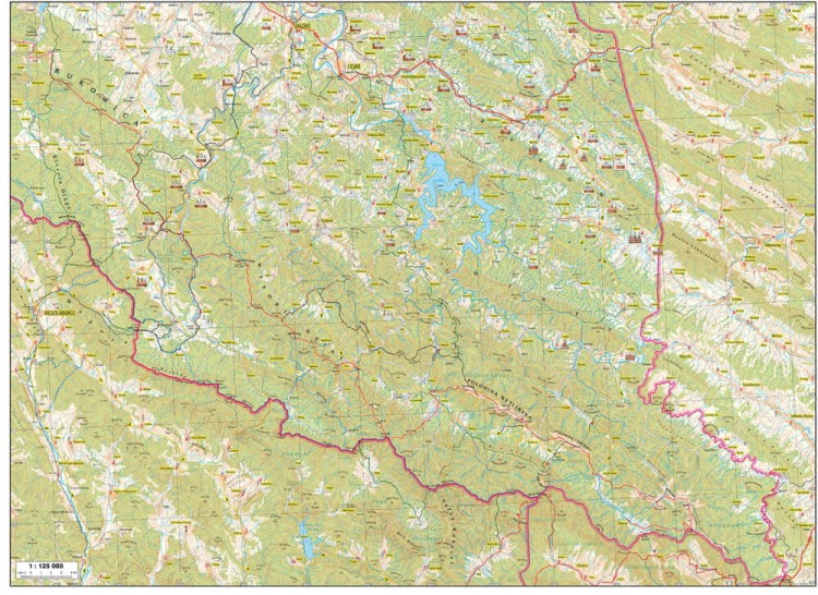 Bieszczady. Zabytkowe cerkwie Bieszczadów. Mapa turystyczna wydawnictwa Rewasz. Zasięg