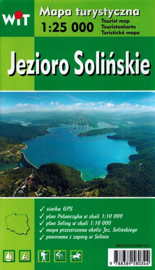 Jezioro Solińskie 1:25 000. Solina i Polańczyk. Laminowana mapa turystyczna / Plan miasta. WiT