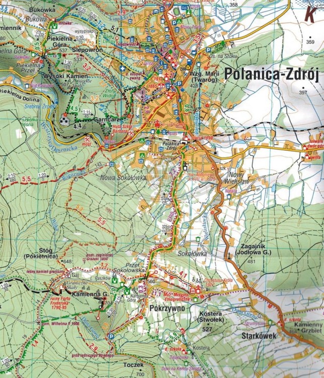 Góry Bystrzyckie i Orlickie 1:35 000. Laminowana mapa turystyczna wydawnictwa Compass. Fragment 2