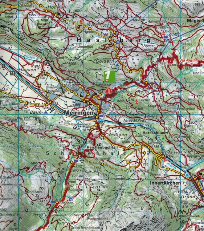 Jungfrau-Region. Wodoodporna mapa turystyczna 84 wydawnictwa Kompass. Fragment 1
