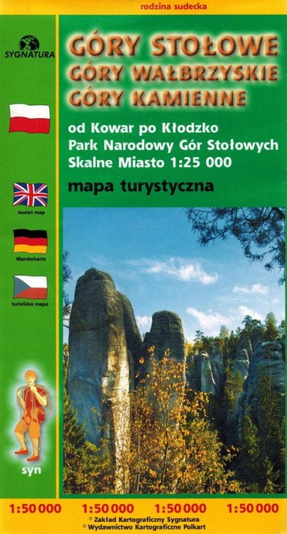 Góry Stołowe, Wałbrzyskie, Kamienne 1:50 000. Mapa turystyczna wydawnictwa Sygnatura. Okładka