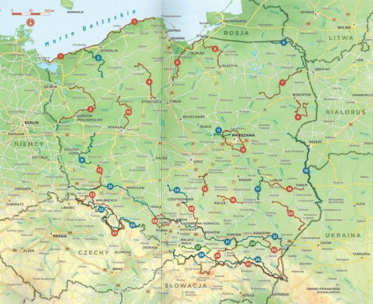 Szlaki Polski. 30 najpiękniejszych tras długodystansowych. Przewodnik. Autor: Łukasz Supergan. Skorowidz tras