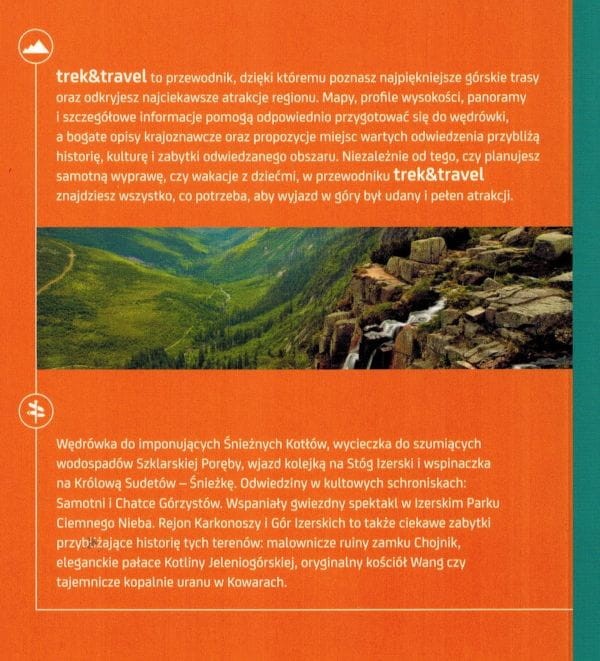 Karkonosze i Góry Izerskie. Przewodnik z serii trek&travel. Okładka tył