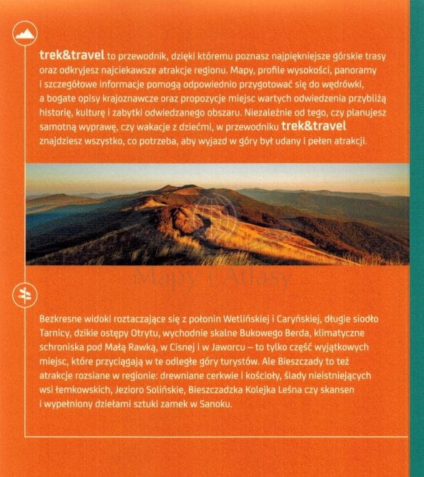 Bieszczady. Przewodnik z serii trek&travel. Okładka tył