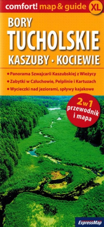 Bory Tucholskie, Kaszuby, Kociewie 2 w 1. Laminowana mapa turystyczna + Miniprzewodnik wydawnictwa ExpressMap. Okładka