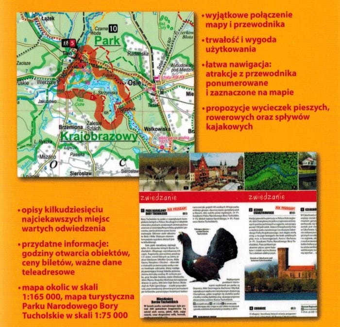 Bory Tucholskie, Kaszuby, Kociewie 2 w 1. Laminowana mapa turystyczna + Miniprzewodnik wydawnictwa ExpressMap. Opis