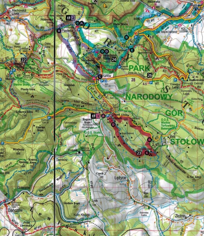 Ziemia Kłodzka, Góry Stołowe. Laminowana mapa turystyczna + Miniprzewodnik wydawnictwa ExpressMap. Fragment 1