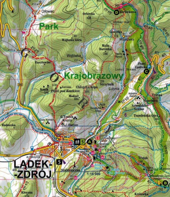 Ziemia Kłodzka, Góry Stołowe. Laminowana mapa turystyczna + Miniprzewodnik wydawnictwa ExpressMap. Fragment 2