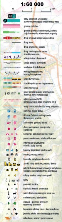 Ziemia Kłodzka, Góry Stołowe. Laminowana mapa turystyczna + Miniprzewodnik wydawnictwa ExpressMap. Legenda 1