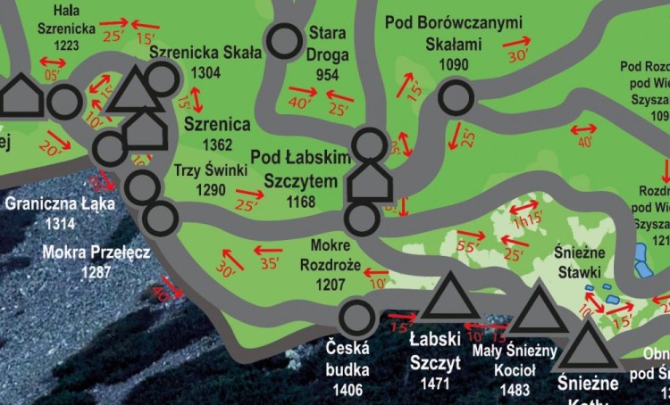 Karkonosze Polskie. Mapa zdrapka. Fragment do zdrapania