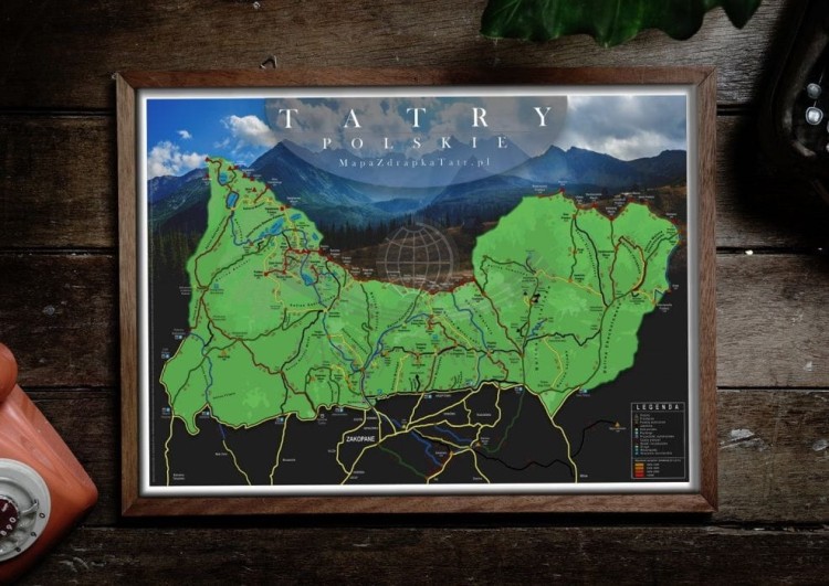 Tatry Polskie. Mapa zdrapka. Przykład oprawy 2