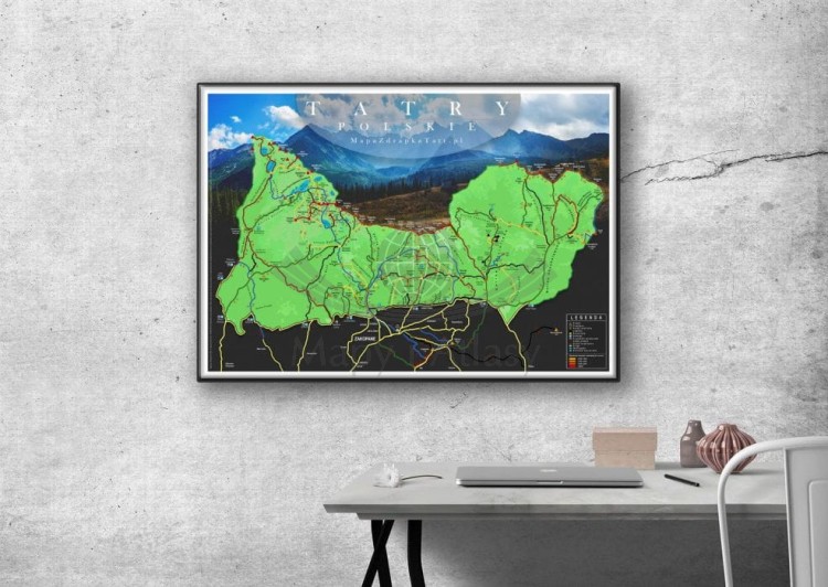 Tatry Polskie. Mapa zdrapka. Przykład aranżacji