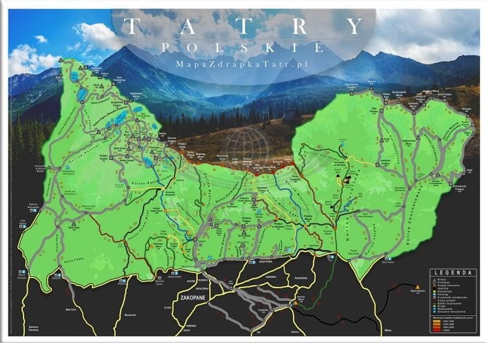 Tatry Polskie. Mapa zdrapka