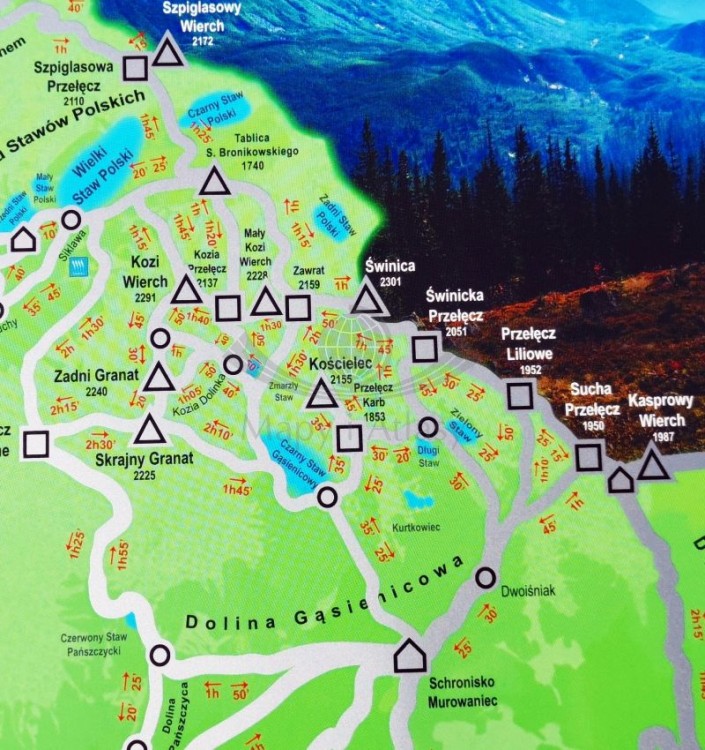 Tatry Polskie. Mapa zdrapka. Fragment 2