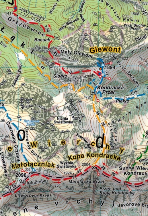Tatry Polskie 1:30 000. Laminowana mapa turystyczna wydawnictwa Compass. Fragment 1