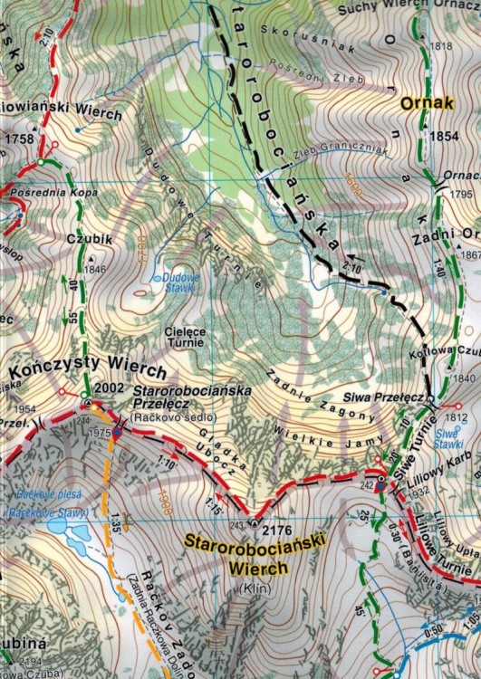 Tatry Polskie 1:30 000. Laminowana mapa turystyczna wydawnictwa Compass. Fragment 2