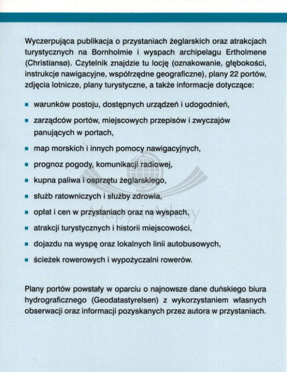 Bornholm i archipelag Ertholmene. Przewodnik żeglarski. Okładka tył