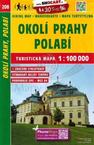 Wschodnie okolice Pragi, Polabi 1:100 000. Mapa turystyczna 208 wydawnictwa Shocart. Okładka