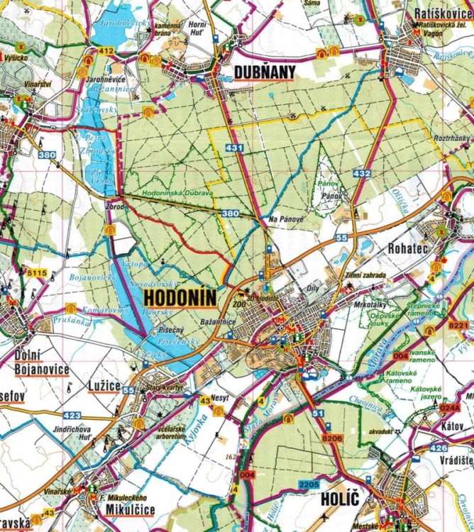 Morawskie winne scieżki / Moravske vinarske stezky. Mapa turystyczna, rowerowa wydawnictwa Shocart. Fragment 2