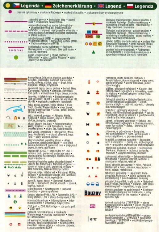 Morawskie winne scieżki / Moravske vinarske stezky. Mapa turystyczna, rowerowa wydawnictwa Shocart. Legenda