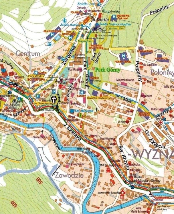 Pieniny 1:30 000. Laminowana mapa rowerowa Velo wydawnictwa Galileos. Plan miasta - fragment