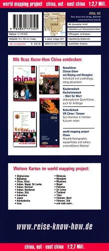 Chiny wschodnie 1:2 700 000. Foliowana mapa samochodowo-turystyczna wydawnictwa Reise Know-How. Okładka tył