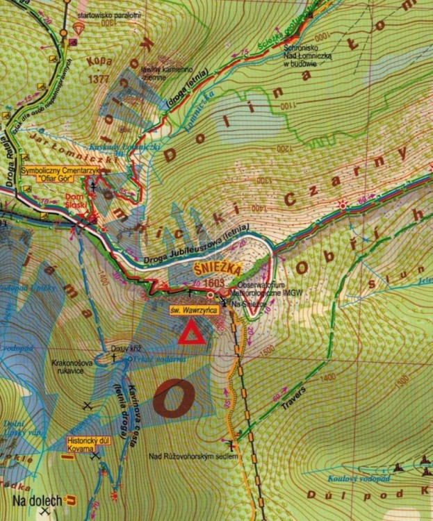 Polskie i Czeskie Karkonosze 1:25 000. Mapa turystyczna wydawnictwa Galileos. Fragment 3