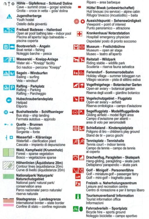 Zell am See, Kaprun 1:25 000. Wodoodporna mapa turystyczna 574 wydawnictwa Kompass. Legenda 2