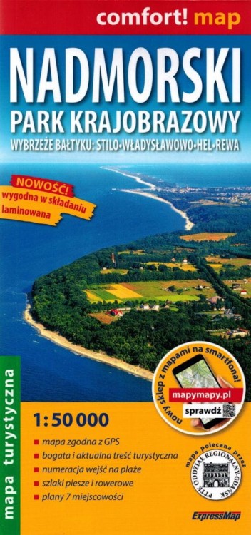 Nadmorski Park Krajobrazowy. Laminowana mapa turystyczna wydawnictwa ExpressMap. Okładka