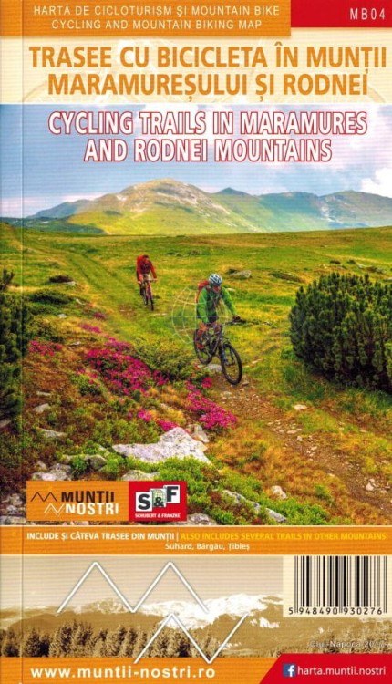 Góry Rodniańskie i  Marmaroskie. Mapa rowerowa MB04 wydawnictwa Schubert & Franzke. Okładka