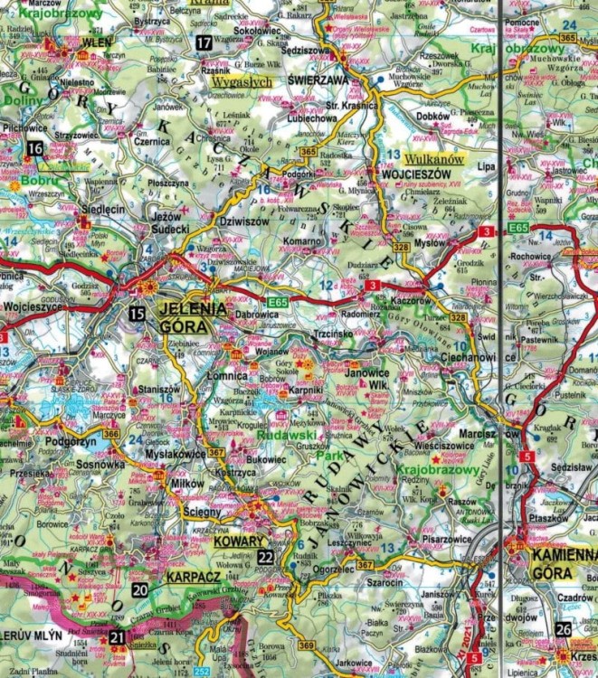 Dolny Śląsk 2 w 1. Laminowana mapa turystyczna + Miniprzewodnik wydawnictwa ExpressMap. Fragment 1