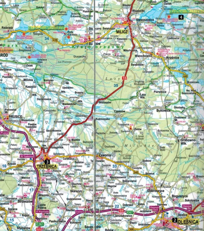 Dolny Śląsk 2 w 1. Laminowana mapa turystyczna + Miniprzewodnik wydawnictwa ExpressMap. Fragment 2