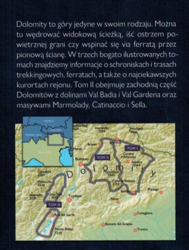 Dolomity. Tom II. Zachód. Przewodnik autorstwa Dariusza Tkaczyka. Okładka tył