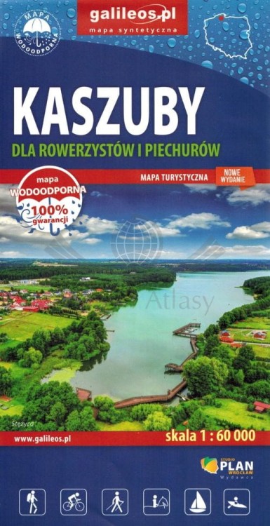 Kaszuby dla rowerzystów i piechurów 1:60 000. Wodoodporna mapa turystyczna wydawnictwa Galileos. Okładka