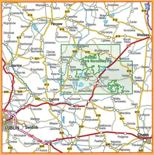 Poleski Park Narodowy 1:40 000. Mapa turystyczna wydawnictwa Compass. Zasięg