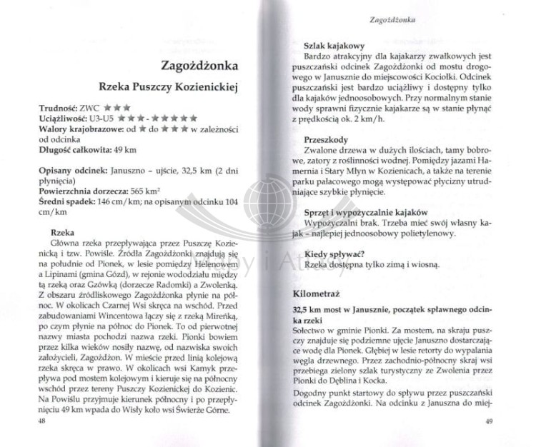 Warszawa i okolice. Przewodnik kajakowy. Przykładowe strony 1