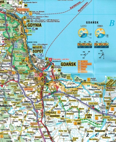 Województwo pomorskie. Laminowana mapa samochodowo-turystyczna wydawnictwa Demart. Fragment 1