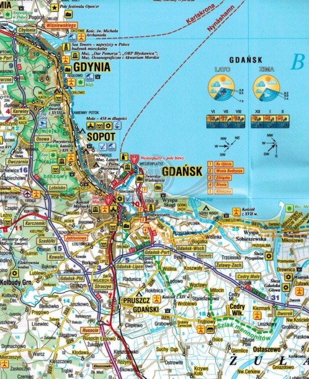 Województwo pomorskie. Laminowana mapa samochodowo-turystyczna wydawnictwa Demart. Fragment 1