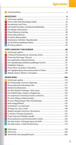 Bieszczady, Beskid Niski, Góry Sanocko-Turczańskie 2 w 1. Przewodnik + mapa wydawnictwa ExpressMap. Spis treści