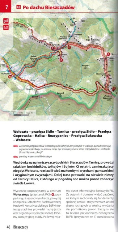 Bieszczady, Beskid Niski, Góry Sanocko-Turczańskie 2 w 1. Przewodnik + mapa wydawnictwa ExpressMap. Przykładowa strona 1