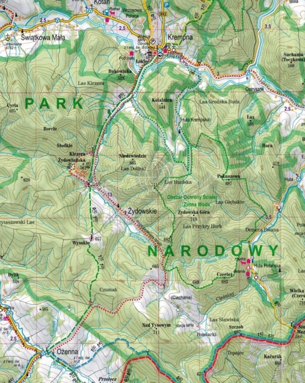 Bieszczady, Beskid Niski, Góry Sanocko-Turczańskie 2 w 1. Przewodnik + mapa wydawnictwa ExpressMap. Mapa 2 - fragment